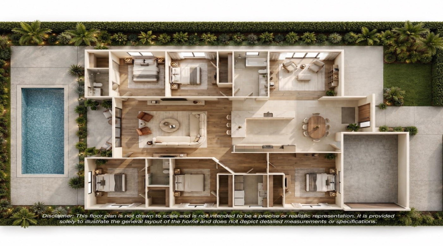 Disclaimer: This floor plan is not drawn to scale and is not intended to be a precise or realistic representation. It is provided solely to illustrate the general layout of the home and does not depict detailed measurements or specifications.