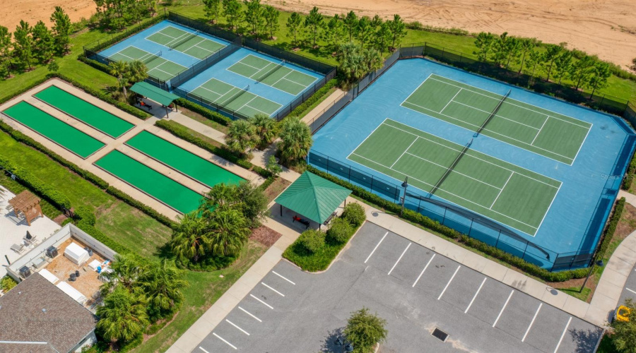Bocce, tennis, and pickleball courts