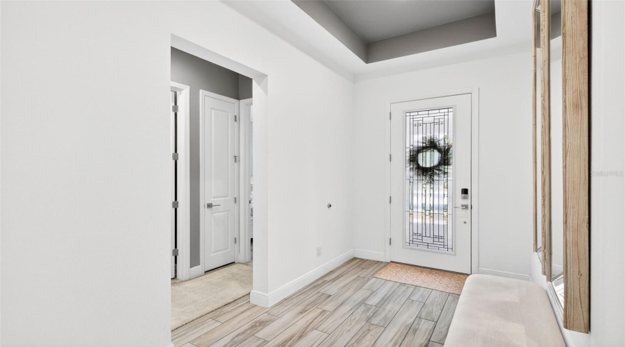 Foyer with tray ceiling