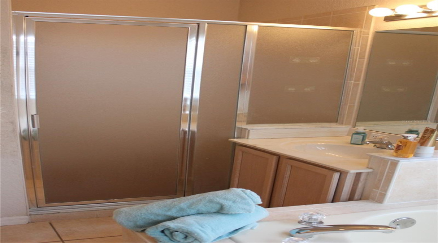 Walk in shower with room for shower chair