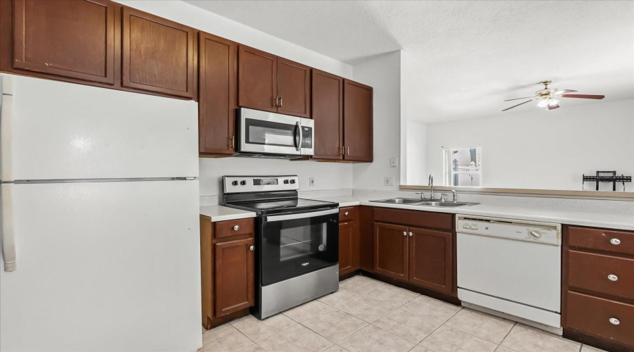 Open dining and kitchen area