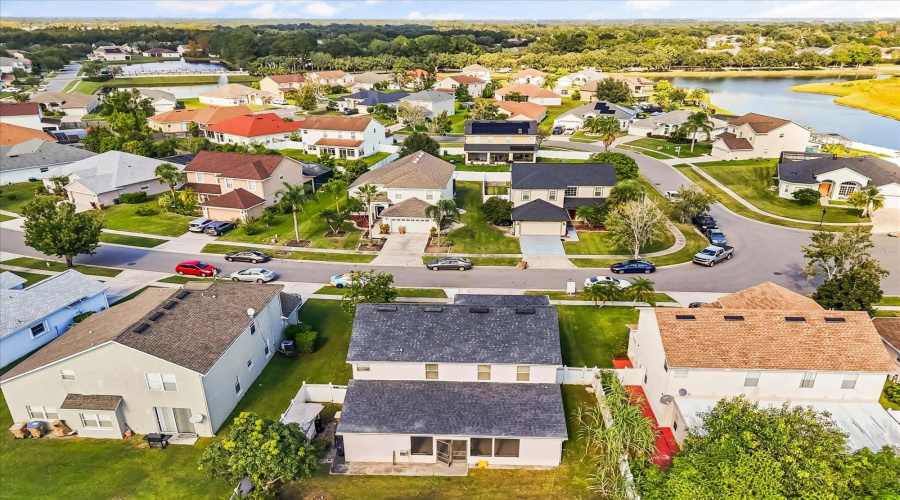 Back aeriel view of house
