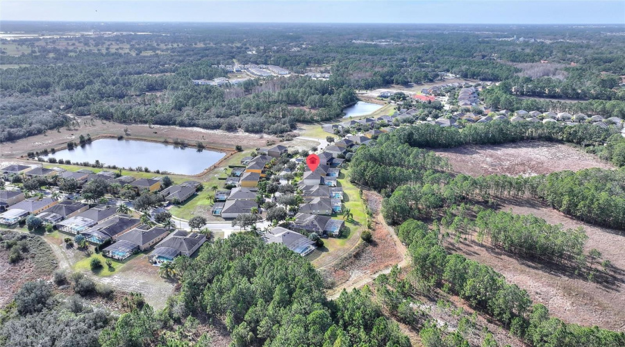Aerial view of home and community