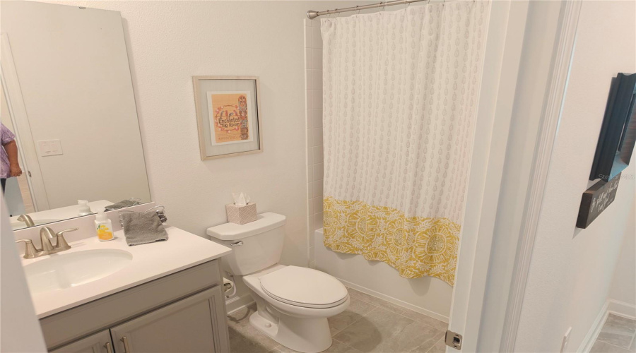 Hall bath with tub and shower