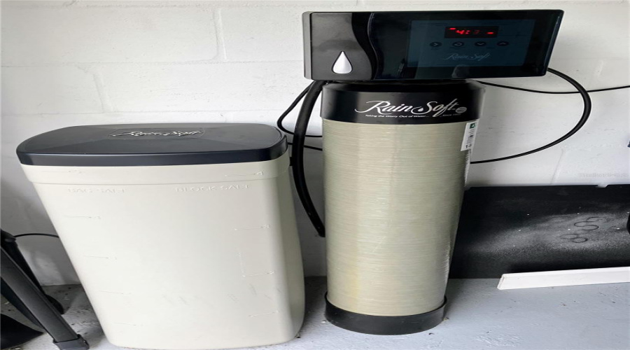 water softener in garage