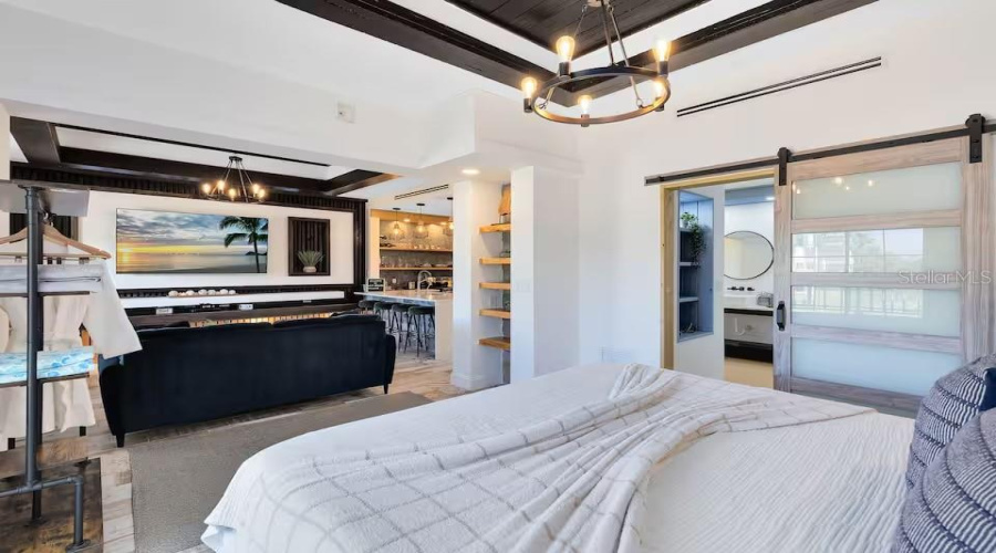 Primary Bedroom with living room view