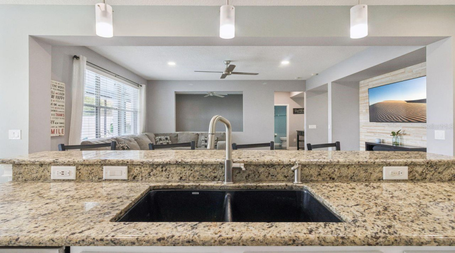 Kitchen family room view
