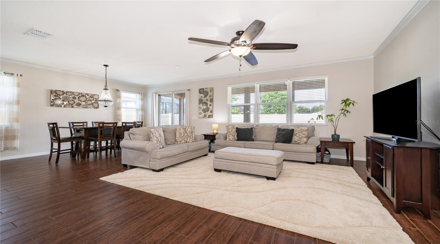Spacious dining and family area.