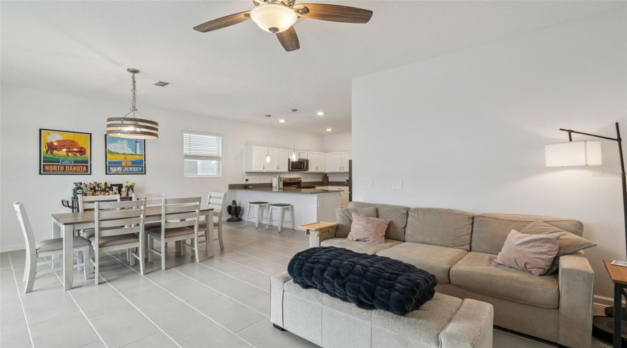 Living room and dining room