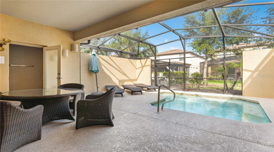 Pool area with half bath