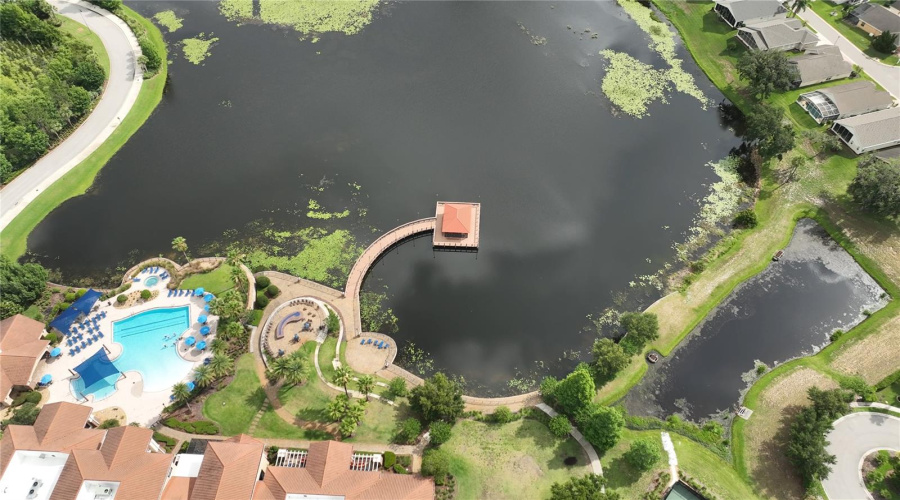 Aerial of Clubhouse, pool and lake