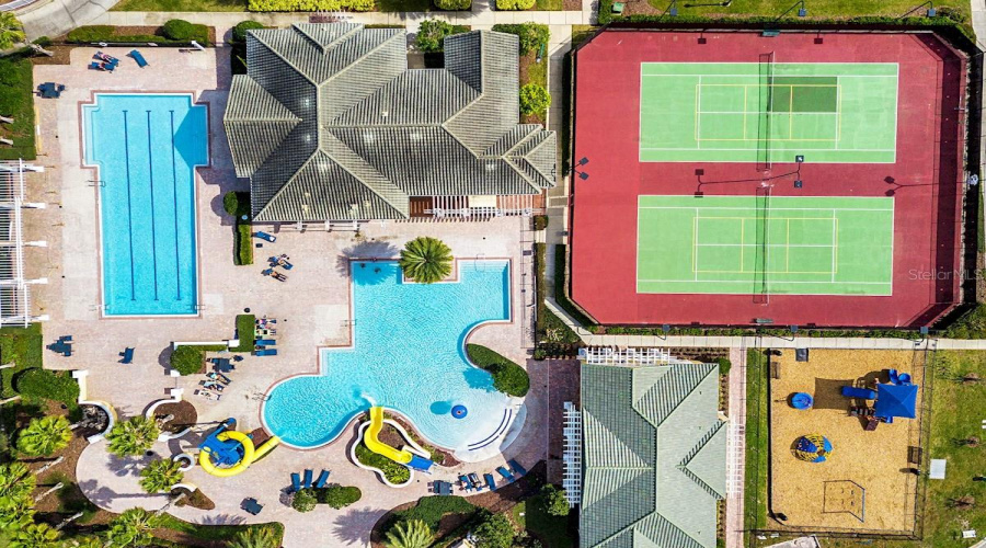 Aerial view of the amenities