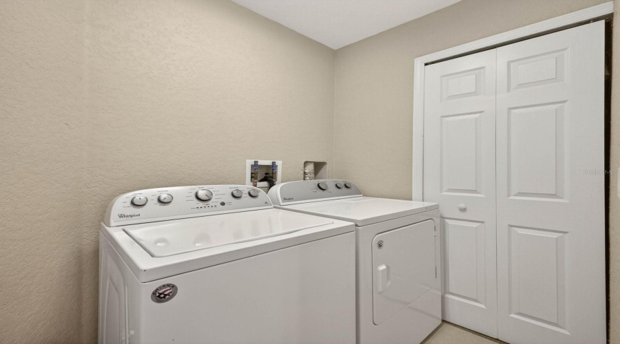 Laundry room with washer and dryer.