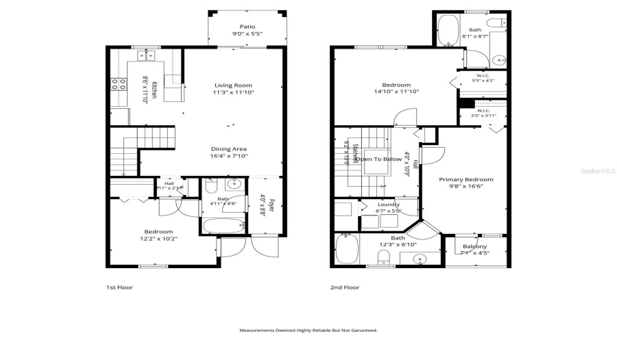 Floor plan showing room placement on first and second floors.