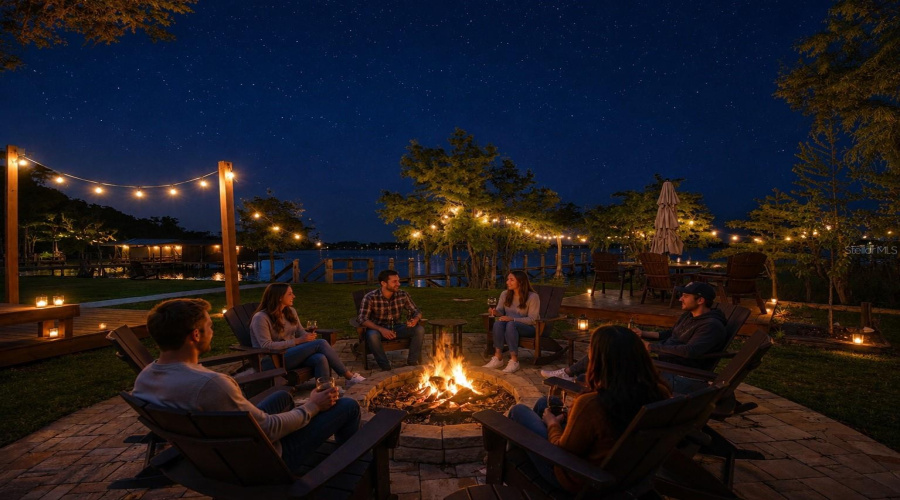 COMMUNITY FIRE PIT AT NIGHT (AI GENERATED)