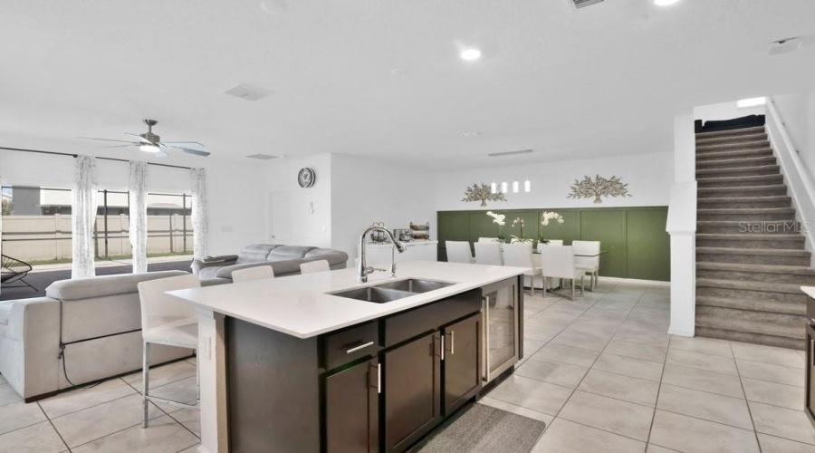 Open Floor Plan, Kitchen, Dining, & Family room.