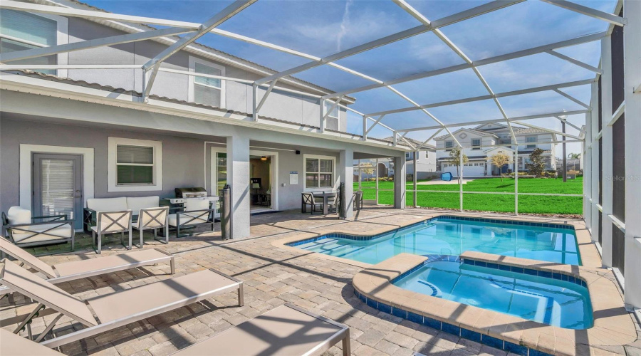 Private solar thermal-heated pool perfect for year-round enjoyment