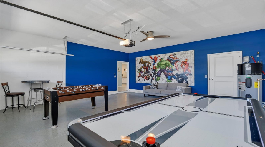 Garage currently used as additional game room