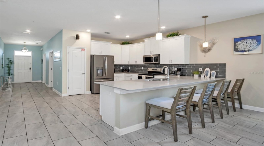 Ample seating at the breakfast bar