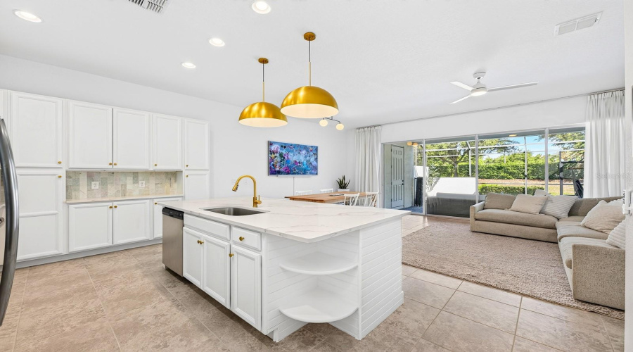 Great for entertaining, the kitchen is open to the living and dining areas.