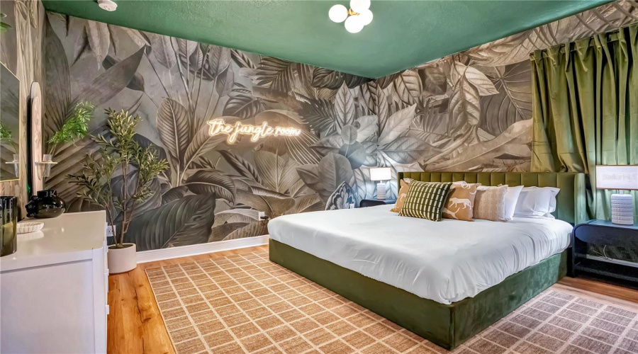 Escape to the Jungle. Rich tropical textures, dramatic wall murals, and sophisticated finishes create a luxurious retreat designed with adults in mind.