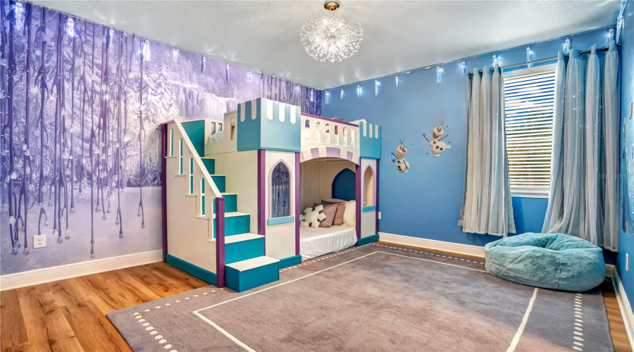 Enter Arendelle. Inspired by the magic of Frozen, this enchanting suite features a custom castle bed where every night feels like a royal adventure.