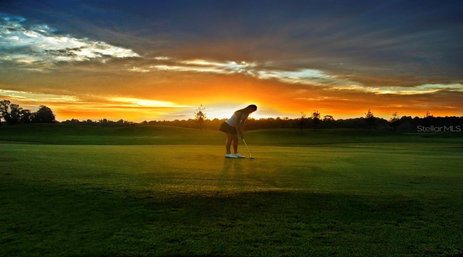Golf at sunset