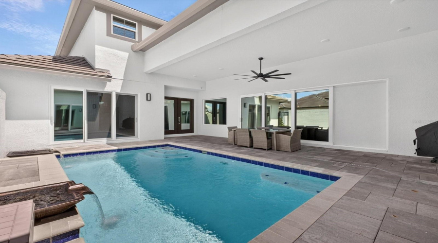 Courtyard pool is the focal point