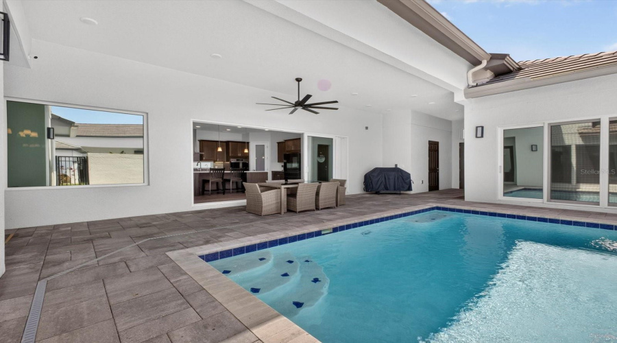 Courtyard pool is the focal point