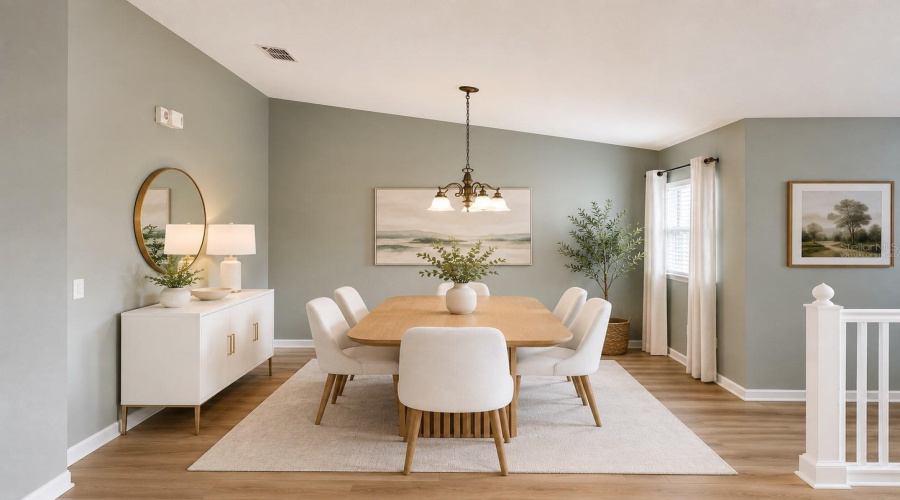 Virtually staged dining area