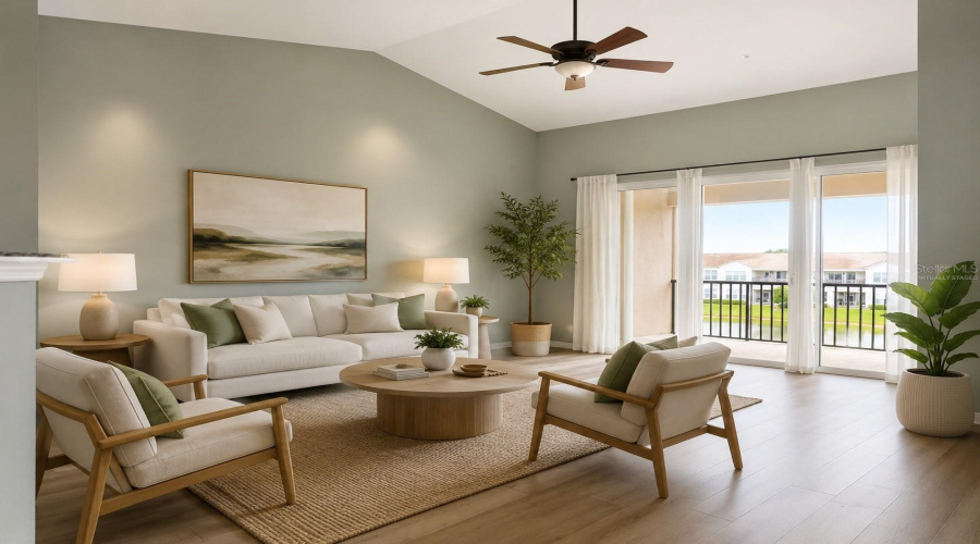 Virtually staged Living room