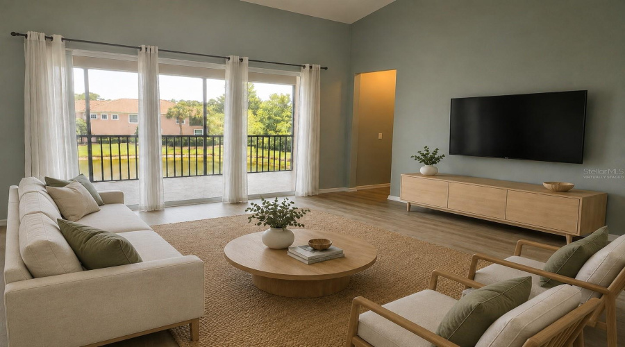Virtually staged living room