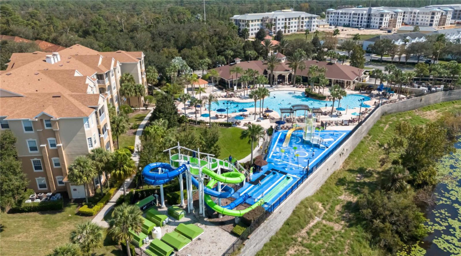 Aerial view of Pool area.