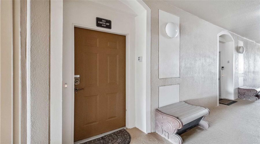 Main door with key pad.