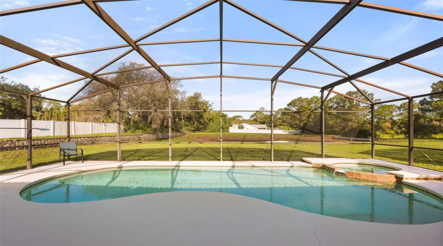 Sparkling private swimming pool and in-ground spa overlooking peaceful conservation views with no rear neighbors.