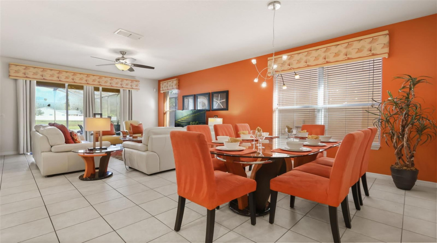 Open dining and living areas provide an ideal layout for relaxing and entertaining while on vacation.