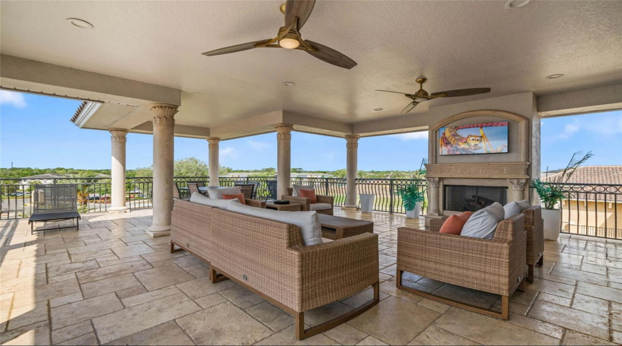 3rd story Party Deck with incredible golf views & Fireplace!