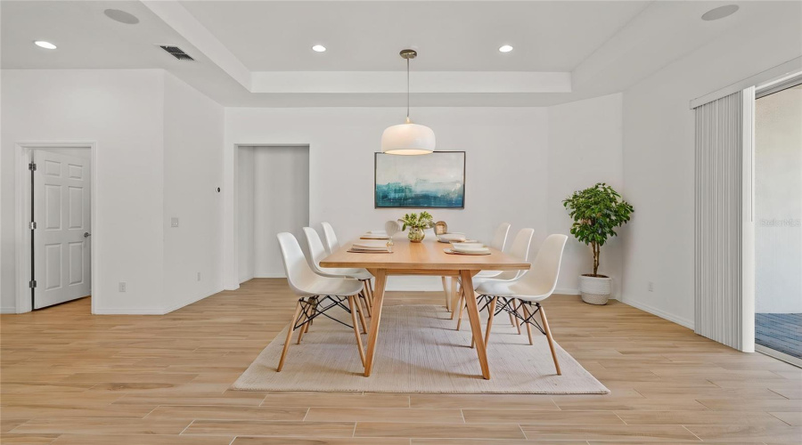 This room is staged.  Dining Room
