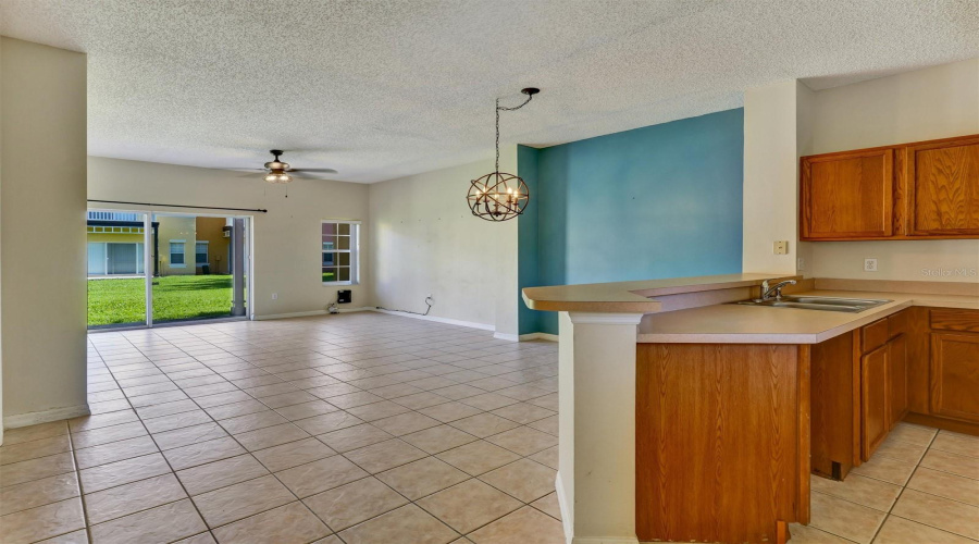 Kitchen with View of the Living & Dining