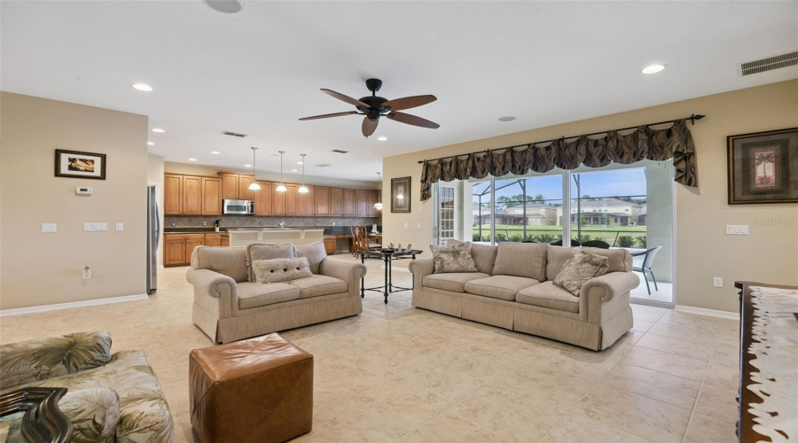 Open family room to kitchen