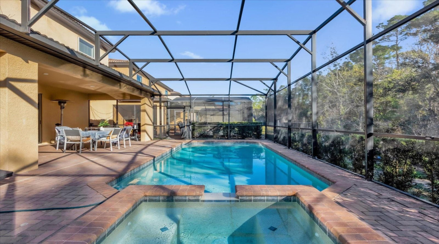 Private in-ground screened pool