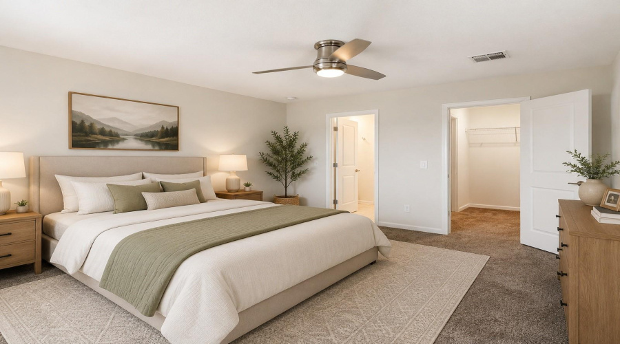Virtually Staged Primary Bedroom