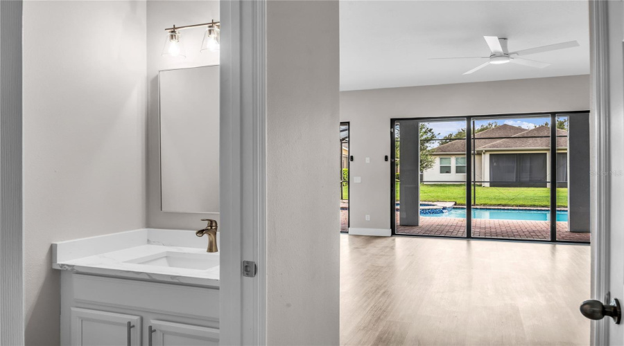 Guest Half Bath with quartz vanity