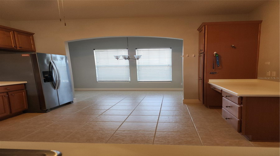 Kitchen towards eat in area