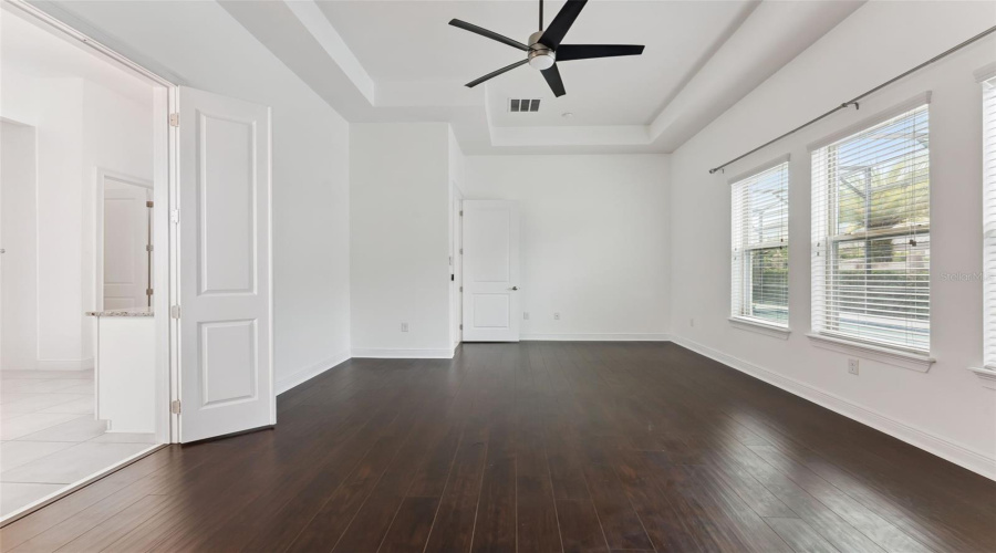 Spacious first-floor primary bedroom