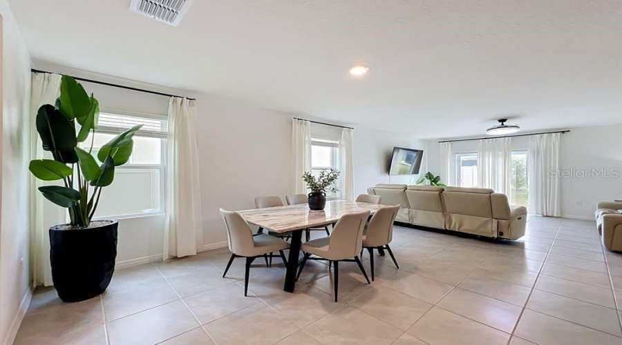 Dining Room and Partial Living Room View