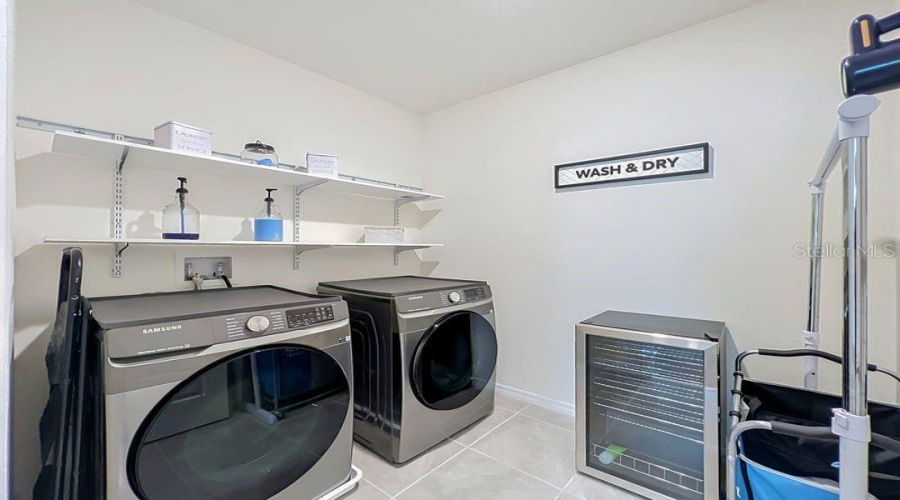 Laundry Room with Connected Washer and Dryer