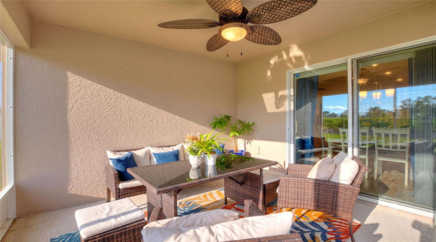 Covered Screened Rear Patio with Fan