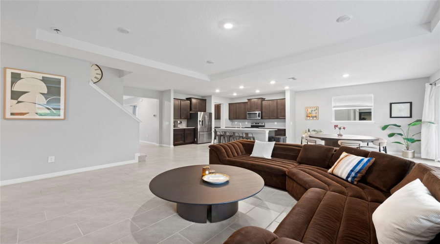 Living Room With Tray Ceilings