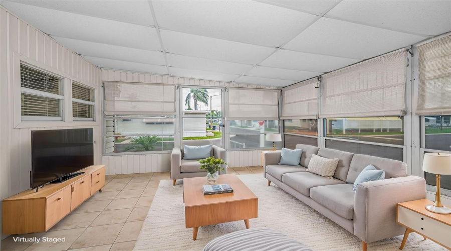 Virtually Staged Enclosed Sunroom
